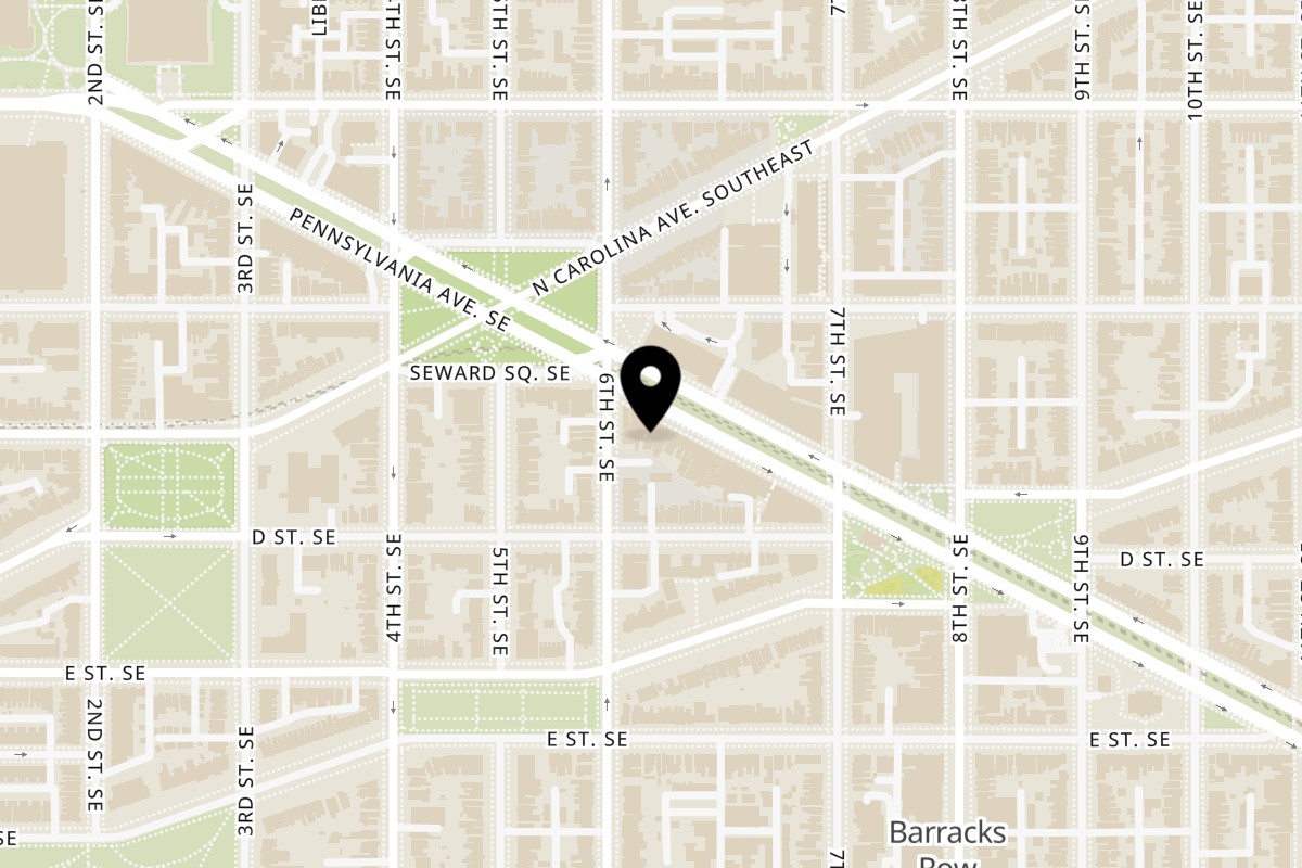 Map showing the location of Aatish On the Hill on 609 Pennsylvania Ave. SE in Washington